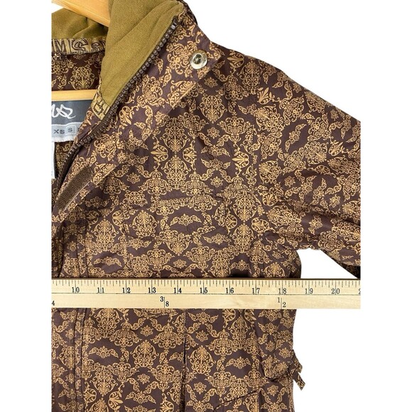 Sims Women's S Snowboard Jacket Brown Damask Hooded Insulated Ski Winter Coat - Picture 10 of 11